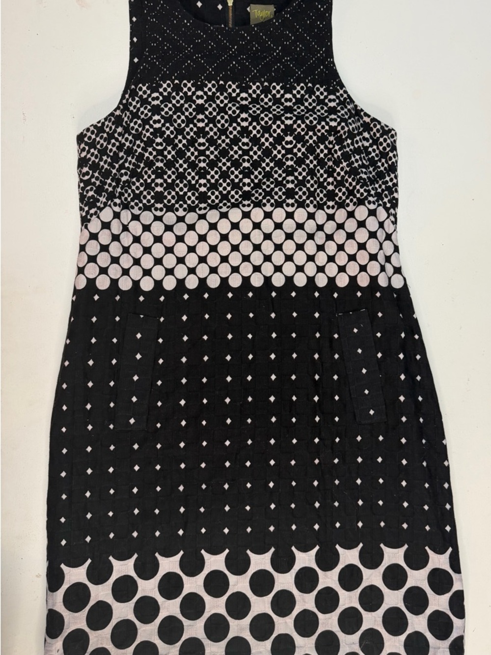 Taylor Black and White Patterned Dress